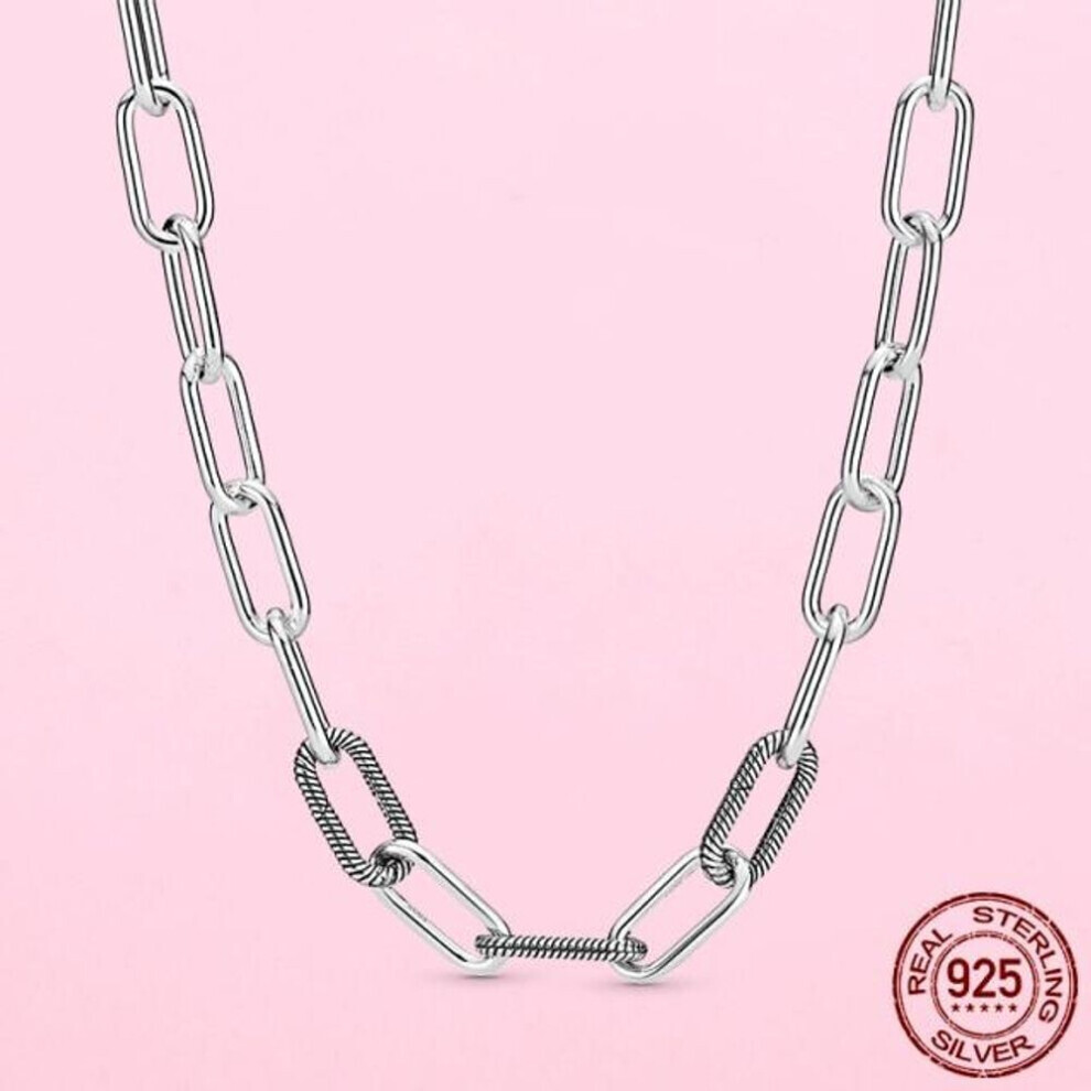 Maxpower (As The Picture, 50Cm) 925 Sterling Silver Me Link Necklace For Fashion Elegant Women Fine Jewelry Fit Charm Jewelry Making