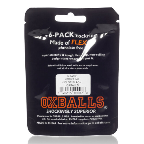Oxballs 6 Pack Cock Ring Black 2