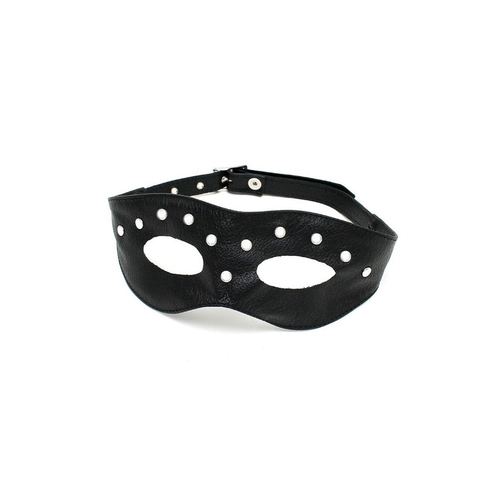 Rimba Leather Open Eye Mask With Rivets
