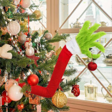 (As show, One size) 2024 Christmas Elf Body Tree Decoration, Furry Green Monster Elf Arms Hand for Christmas Tree Ornaments Xmas Tree Ornament Pendant Christmas Tree Topp