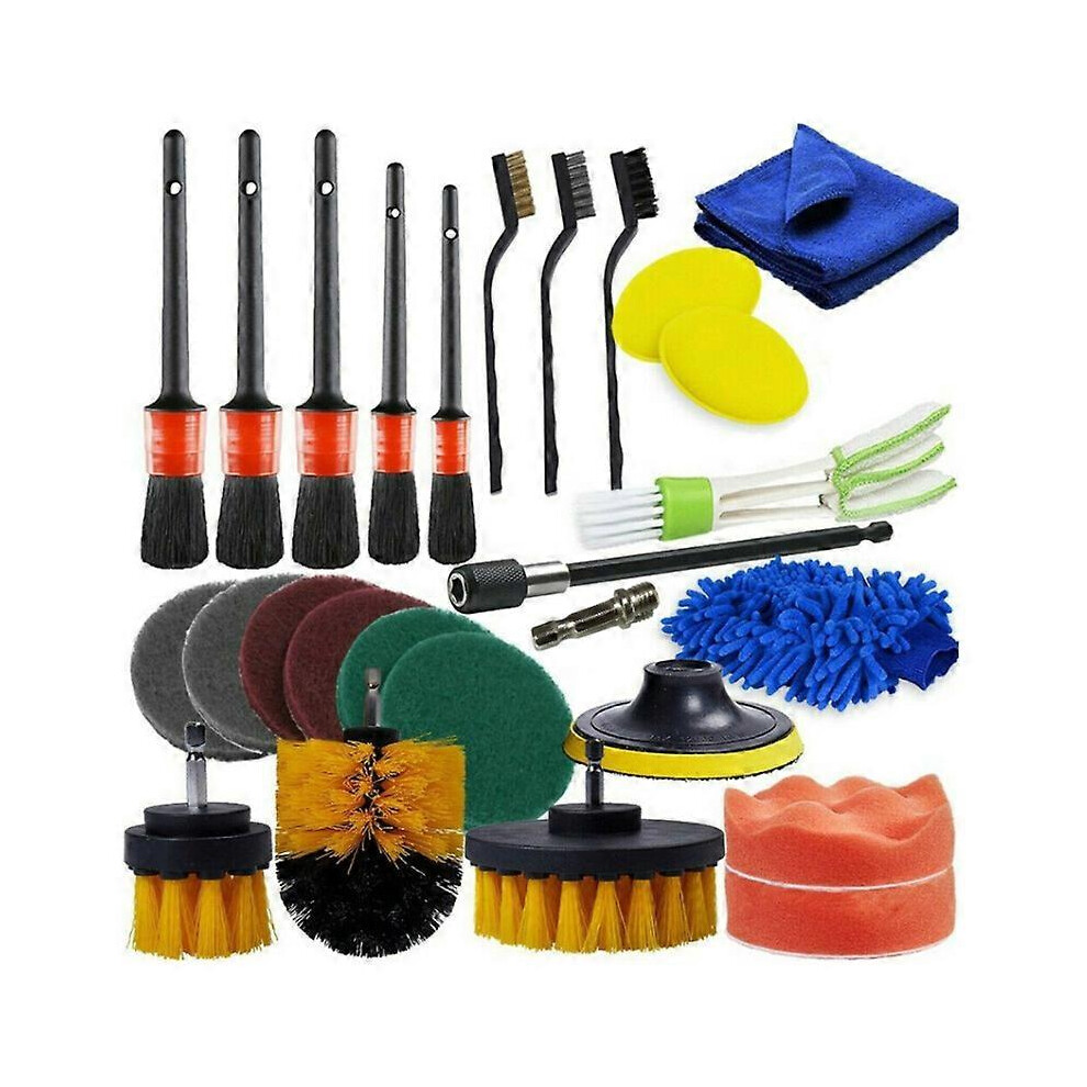 (As Show, One Size) 26Pcs Drill Brush Attachment Set,Drill Scrubber Brush Kit Include Scrub Pads, Sponge, Extend Attachment, Drill Cleaning Brush 5061429086100