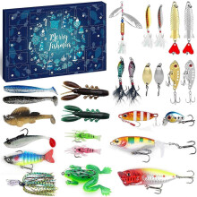 (3, One size) 24 Days Christmas Countdown Fishing Tackle Set Fishing Enthusiast Set Fishing Set Advent Calendar Blind Box Christmas Toy