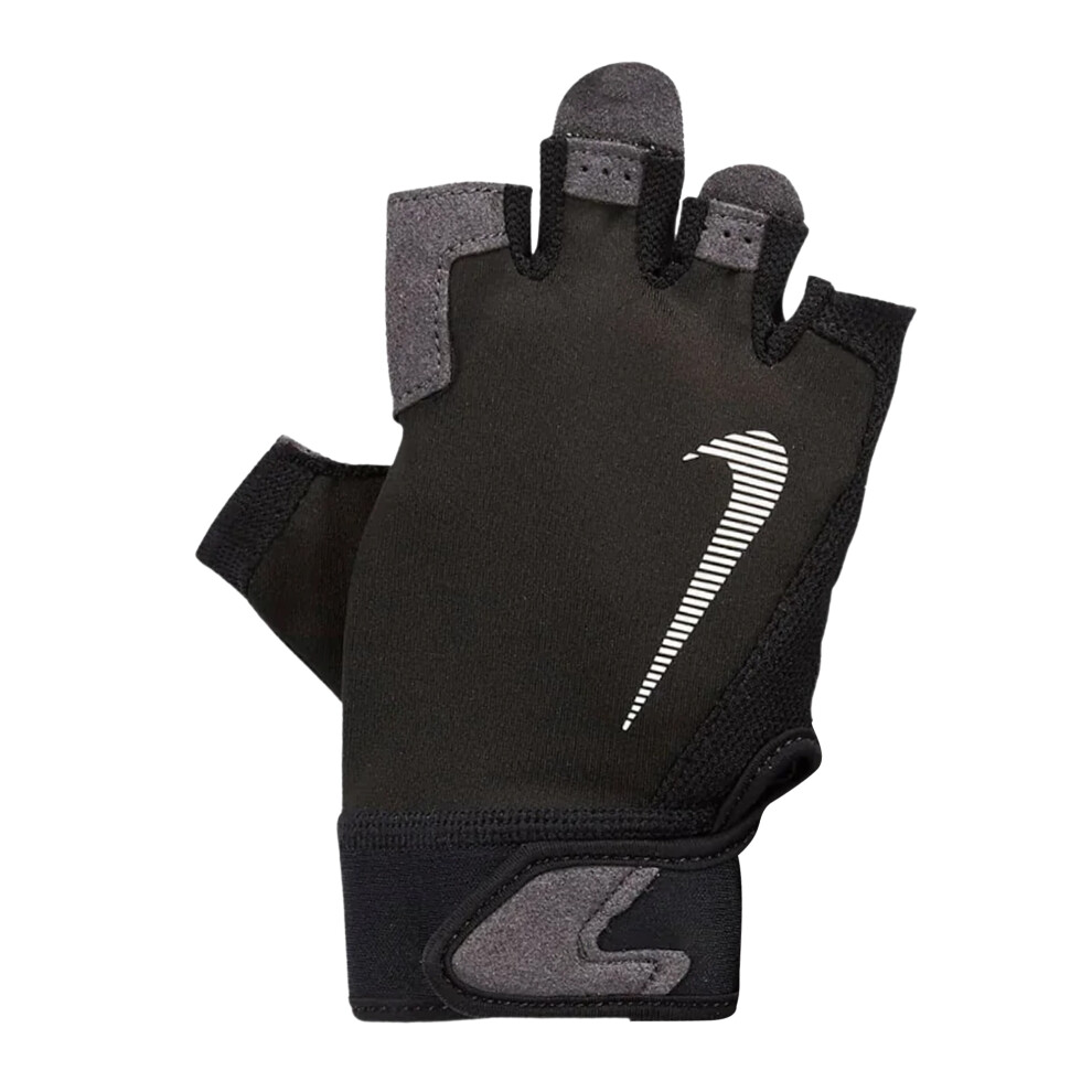 (XL, Black/White/Grey) Nike Mens Ultimate Heavyweight Fitness Fingerless Gloves