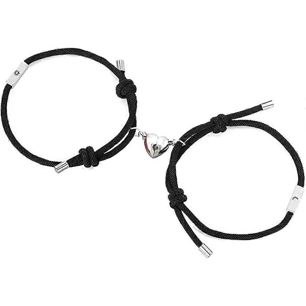 Fitville (770, One Size) 2Pcs Sun And Moon Magnetic Couple Bracelets Attraction Friendship Bracelet For Boyfriend Girlfriend