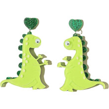 (9, One size) Heyone Fashion Acrylic Dinosaur Drop Dangle Earrings Jewelry - Funny Cute Dinosaur Animal Drop Earrings Candy Cartoon Green Dinosaur Stud Earrings Gif