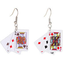 (890, One size) Heyone Creative Poker Earrings Alloy Playing Cards Drop Earrings Funny Party Earring for Women Girls