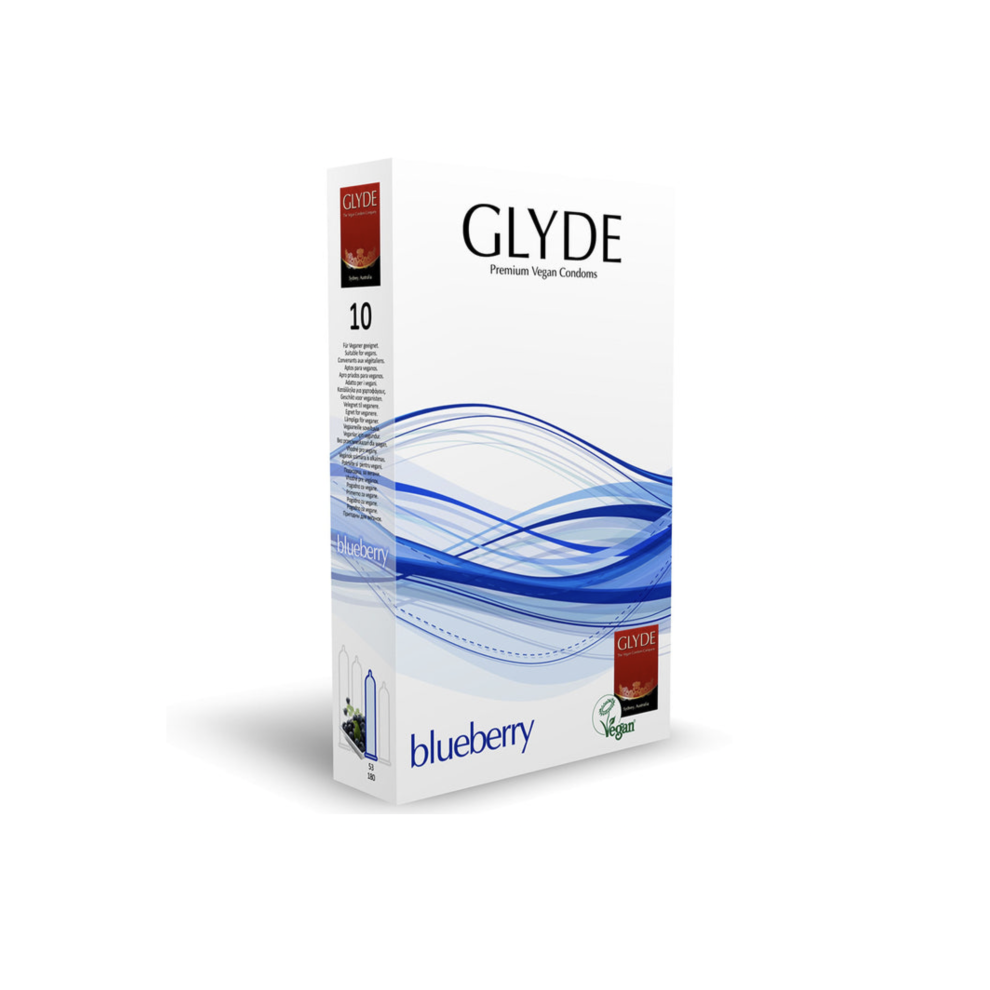 Glyde Blueberry Flavour Vegan Condoms 10 Pack