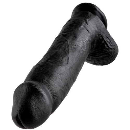 King Cock Realistisk Dildo med Testikler Sort 30 CM 2