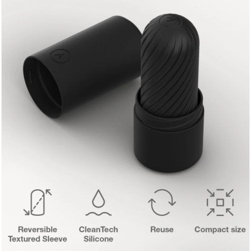 Arcwave Ghost Silicone Reusable Reversible Textured Male Stroker Black 1