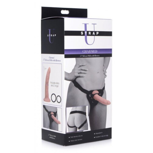 Charmed 7.5" Silicone Dildo with Harness 1