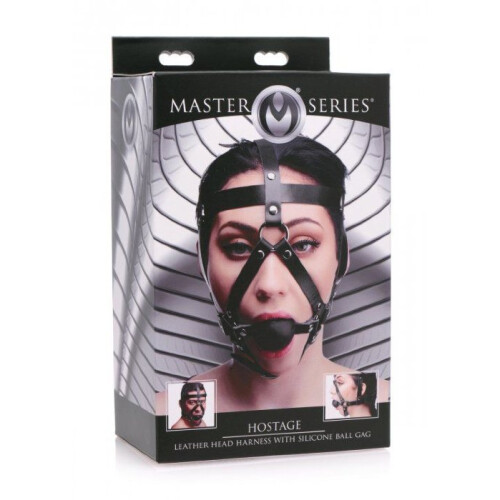 Leather Head Harness with Ball Gag 2