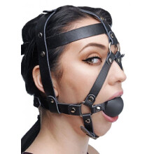 Leather Head Harness with Ball Gag