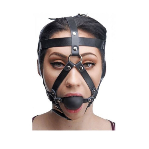 Leather Head Harness with Ball Gag 1