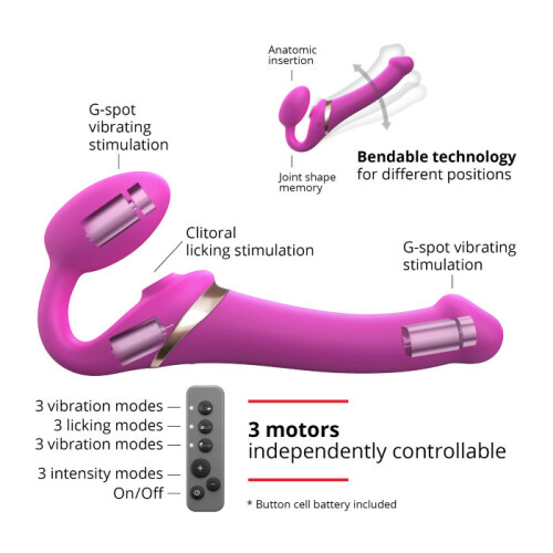 Strap-On-Me Multi Orgasm Rechargeable Remote Control Vibrating Strapless Strap-On Fuchsia M 2