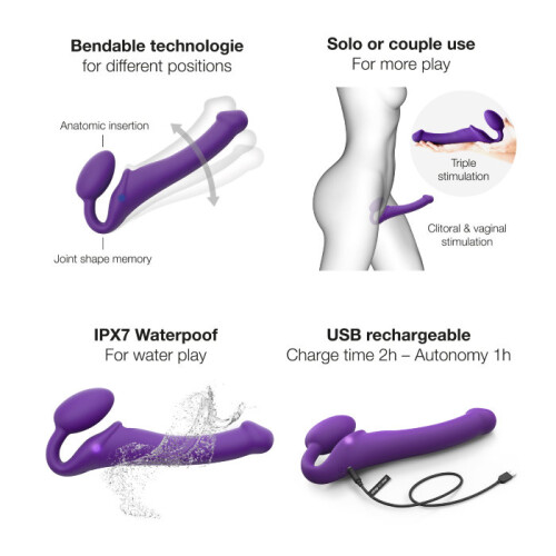 Strap-On-Me Rechargeable Remote Control Vibrating Strapless Strap-On Purple M 2
