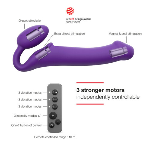 Strap-On-Me Rechargeable Remote Control Vibrating Strapless Strap-On Purple M 1