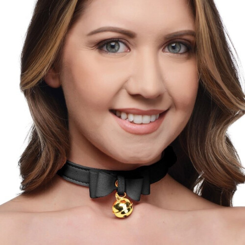Master Series Golden Kitty Cat Bell Collar Black/Gold