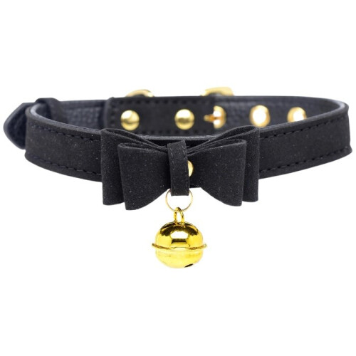 Master Series Golden Kitty Cat Bell Collar Black/Gold 1