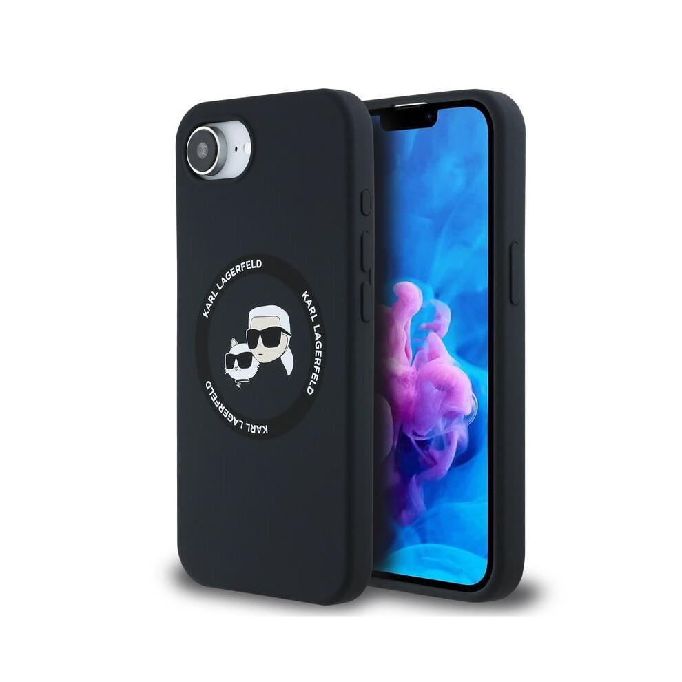 Karl Lagerfeld Liquid Silicone Karl And Choupette Head Case With Magsafe For Iphone 16E 6.1" - Klhmpse4skchtck Black 3666339453688