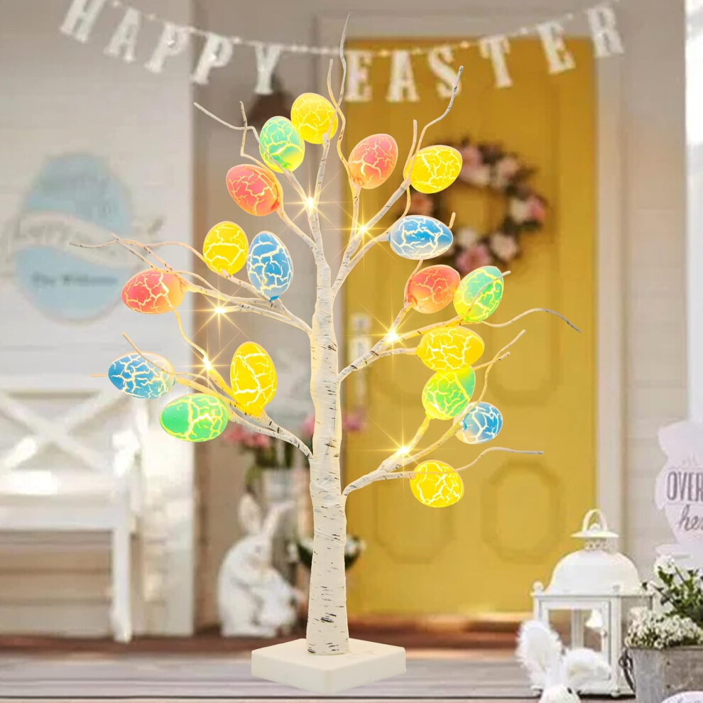 24 LED Easter Tree with 25 Colourful Egg Decorations