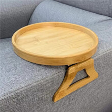 Sofa Tray Table Sofa Armrest Clip-On Tray Natural Wooden