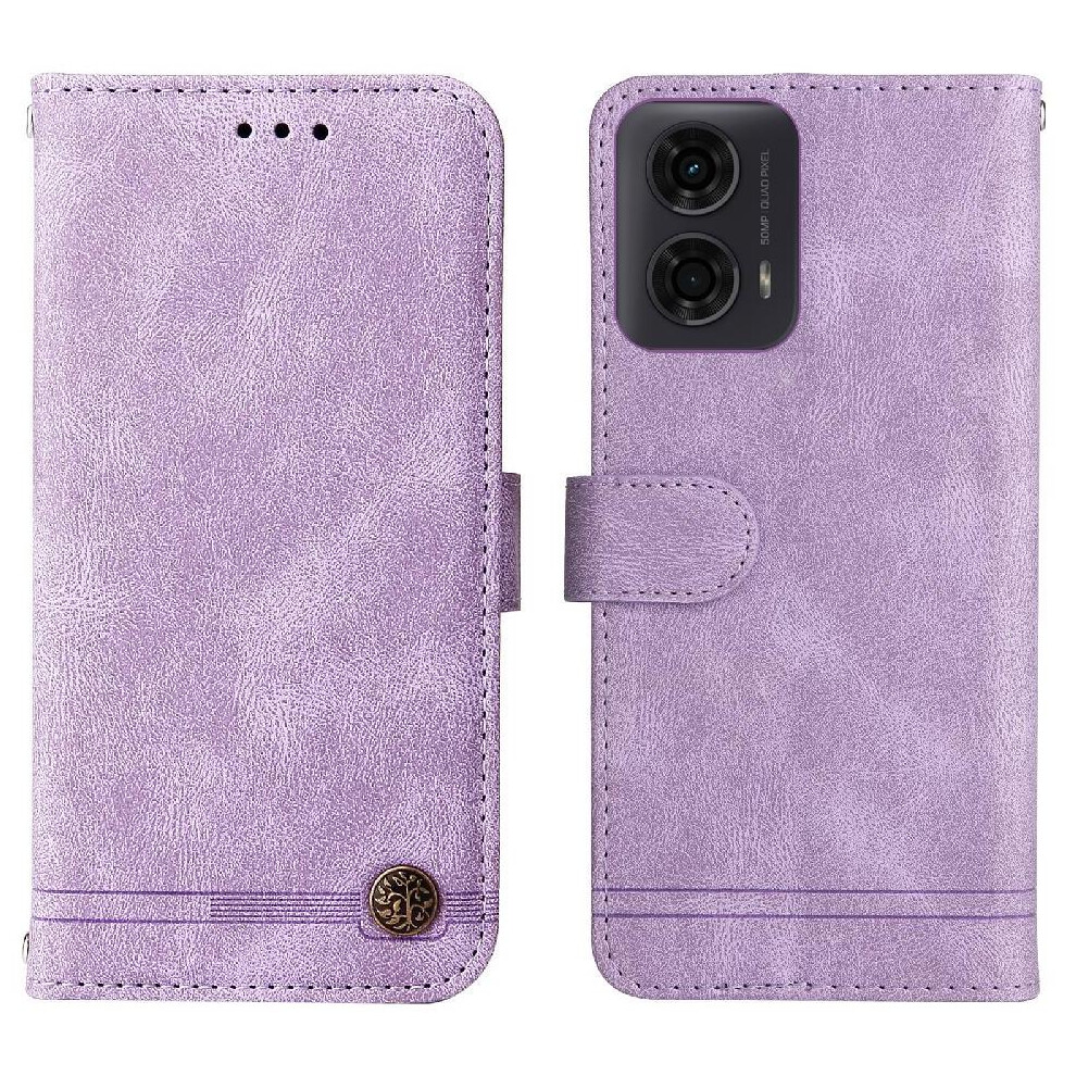 (Purple) Flip Case For Motorola Moto E14 Wallet Short Strap Shockproof Long Strap Card Slot Holders Purple 764549508600