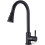 (Black) Kitchen Sink Mixer Tap with Pull Down Sprayer Chrome, Single Handle High Arc Pull Out Kitchen Taps 1