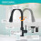 (Black) Kitchen Sink Mixer Tap with Pull Down Sprayer Chrome, Single Handle High Arc Pull Out Kitchen Taps 5