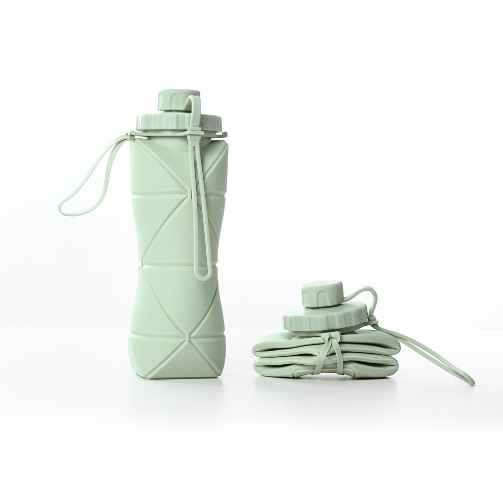 (green) Collapsible Water Bottles,Foldable Water Bottle Cup 20oz,Portable Durable Lightweight Bottle for Gym Travel Camping Hiking Running Sport