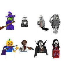 (As show, One size) 8pcs Halloween Toys Pumpkin Skeleton Figures Building Blocks Ghost Vampire Man Bricks Kids Toys For Children All Saints' Day Gifts