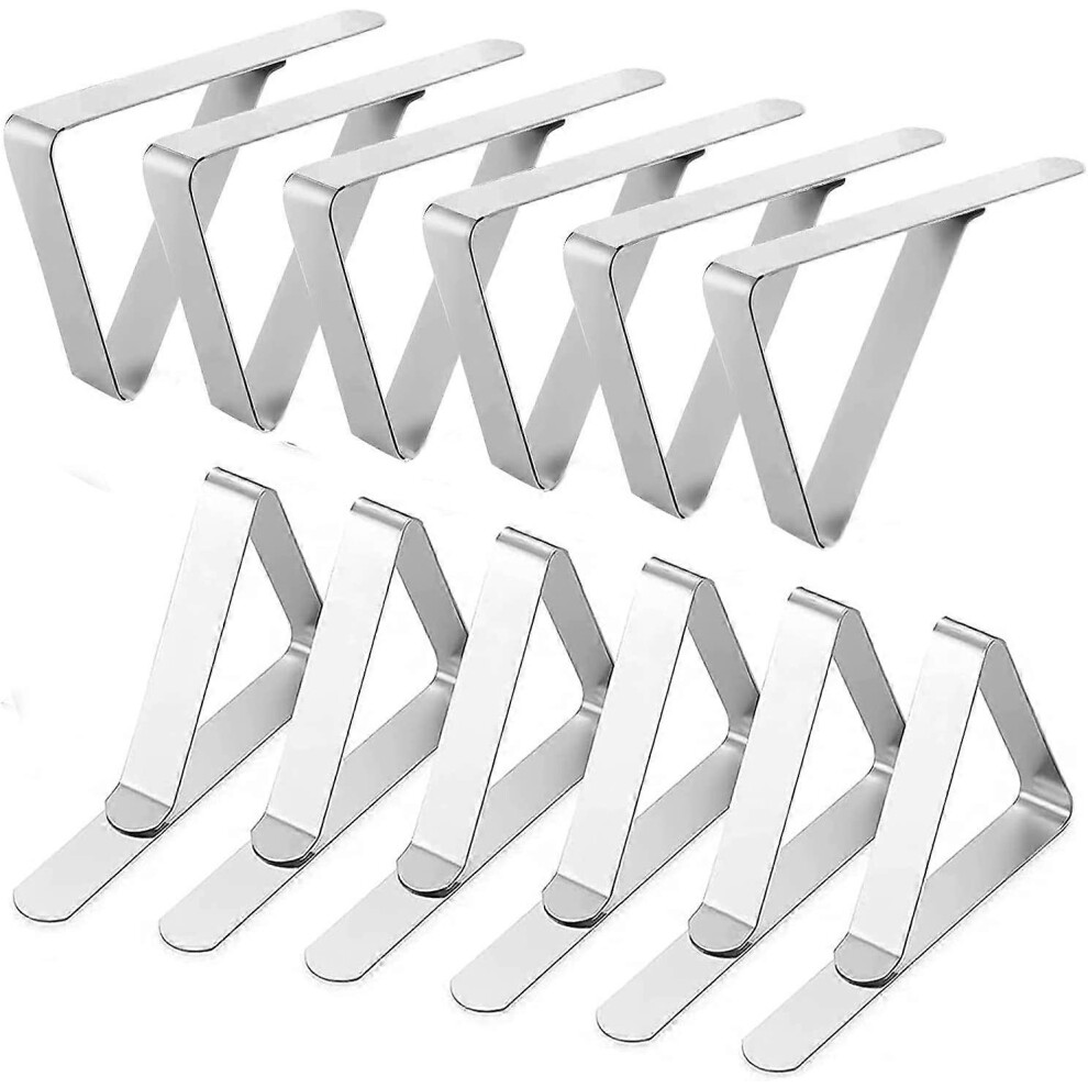 Konhill (As Show, One Size) 12 Pack Tablecloth Clips - Heavy Duty Picnic Table Clips, Stainless Steel Table Cloth Cover Clamps, Outdoor Table Cloth Holders Fo