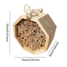 (As show, One size) Handmade Bamboo Mason Bee House - Attract Peaceful Pollinators, Enhance Garden Productivity