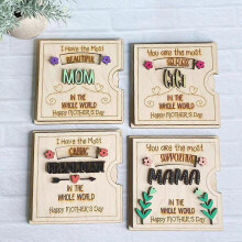 (D, One size) Mom Birthday Card From Daughter Son Wooden Mothers Day Memorial Gifts Greeting for Mom