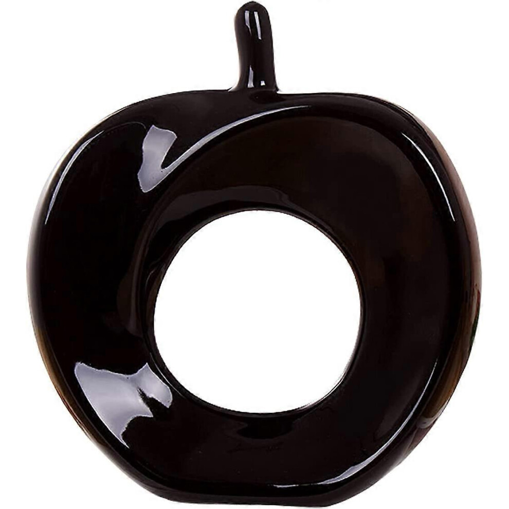 Konhill (As Show, One Size) Apple Decor Ceramic Apple Decorations Apple Statue Sculpture Decoration Modern Black Accents Decor Apple Statues For Home Decor Bo