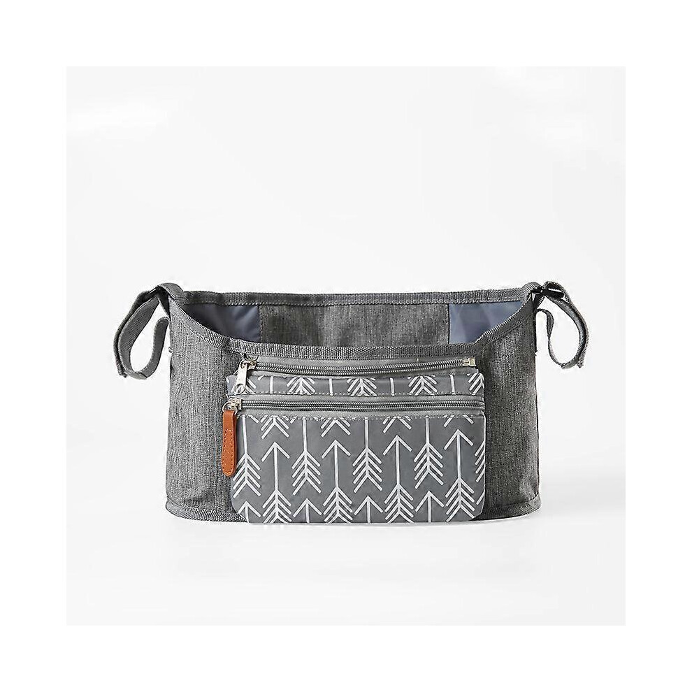 (As show, One size) Stroller Diaper Organizer with Multiple Pockets Universal Fits GrayArrow