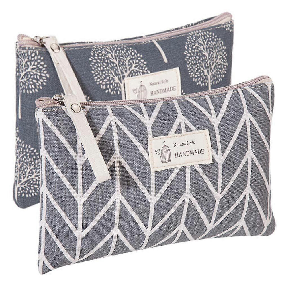 (As show, One size) 2 Pcs Women Funny Makeup Bag Cute Cosmetic Bag Pouch for Purse Toiletry Bag (Trees and Arrows)