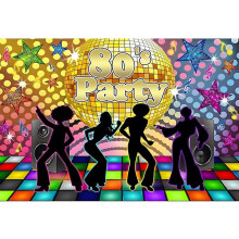 (As show, One size) 7x5ft Disco 80s Party Backdrop for Photography Retro Disco Ball Shining Neon Background Banner for Photoshoot Dancing Night Props Birthday Party Wall