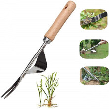 (As show, One size) Classic dandelion weeder, premium garden tool to weed your garden, heavy duty stainless steel, smooth natural ash wood handle and leather bump design