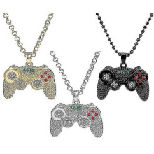 (As show, One size) 3pcs Childhood Memories Full Diamond Ps Gamepad Pendant Men And Women Accessories Pendant (black+gold+silver)