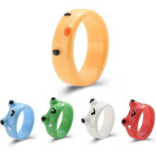 (As show, One size) 5-6pcs Y2k Acrylic Frog Finger Rings Set Resin Colorful Duck Animal for Women Girls Teens Friendship Cute Funny Cartoon Chunky Party Geometric Jewelry