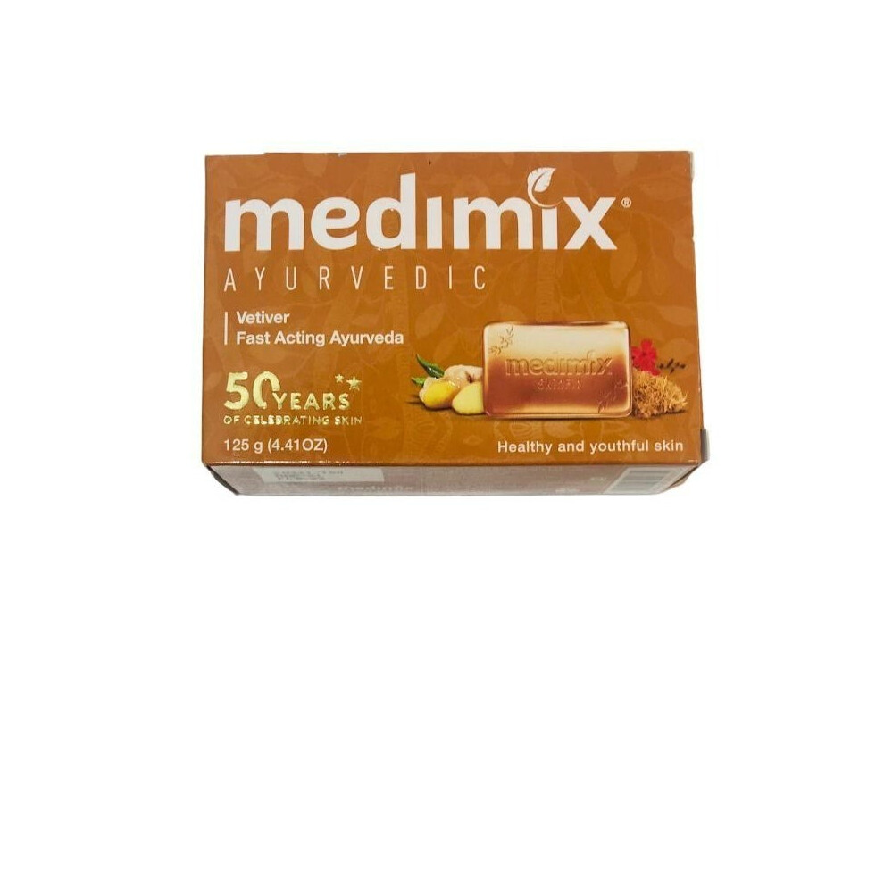 Medimix Ayurvedic Vetiver Soap, Natural Skin Care with Vetiver Extract Long-lasting Pack - 125g x 5