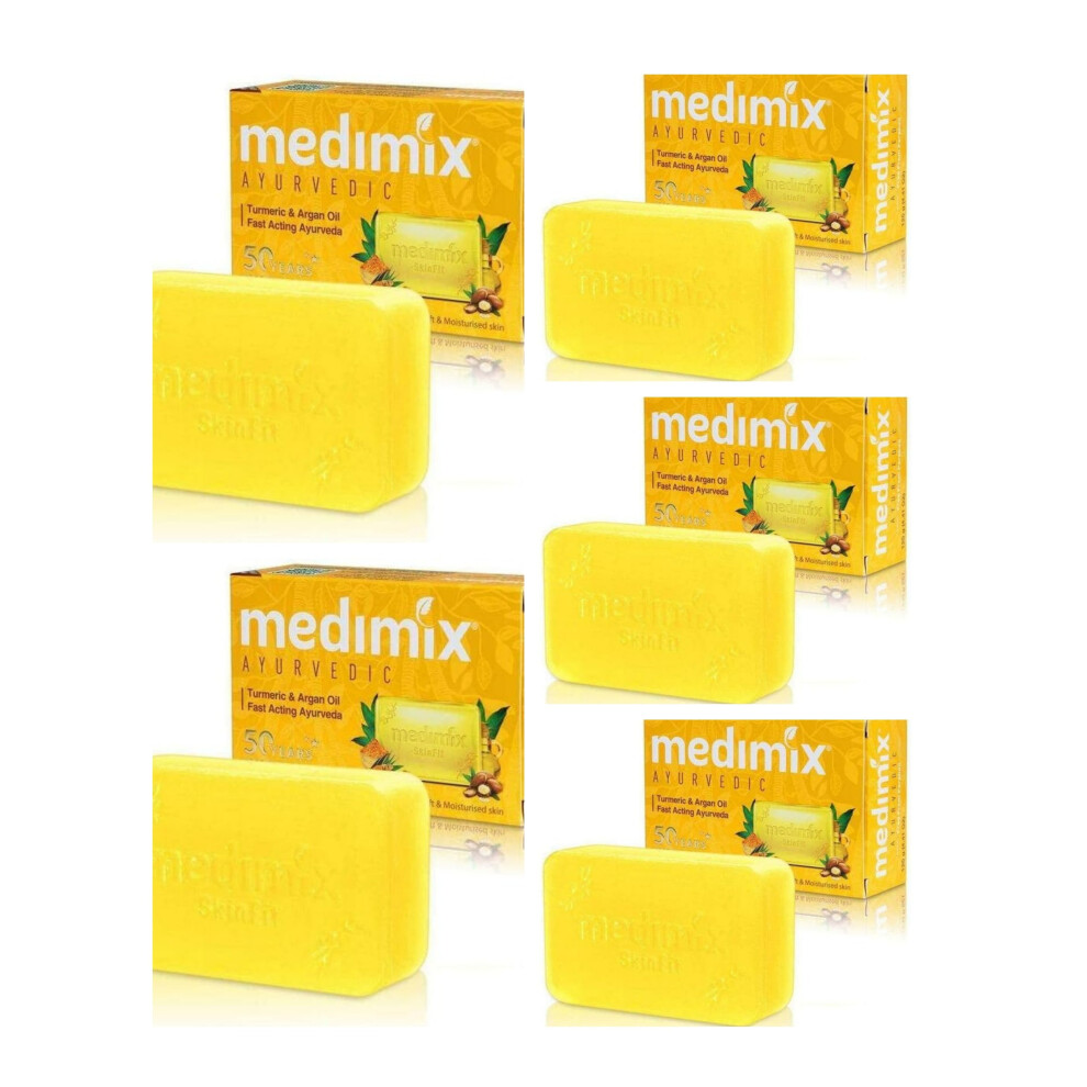 Medimix Turmeric And Argan Oil Soap, Nourishing & Revitalizing Skin Care - 125g x 5