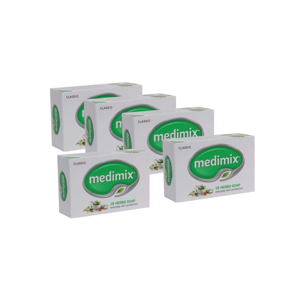 Pack of 5 Medimix Ayurvedic Classic 18 Herbs Soap, Natural Skin Care with 18 Ayurvedic Herbs - 75g x 5