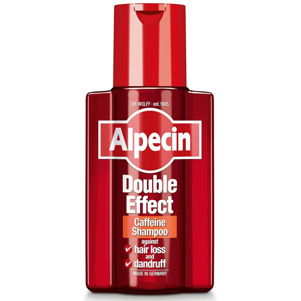 Alpecin Double Effect Caffeine Shampoo 200mL | Reduce Hair Loss | Anti-Dandruff | Strengthens Hair | Reduces Flakes