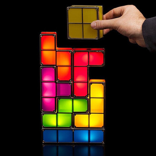 (Two Sets) Tetris Puzzle Light Stackable Led Block Lamp Night Novelty Gift 1