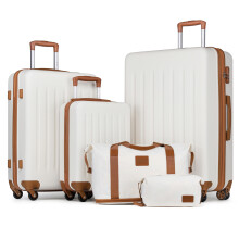(Cream) 3-Piece ABS Hard Shell Suitcase Set With Duffel Bag And Toiletry Bag