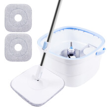 360° Spin Mop with Dual Cavity 2.5L Self-Cleaning Bucket, 2 Reusable Microfiber Heads, Rotating Mop for Hardwood, Tile, and Laminate Floors