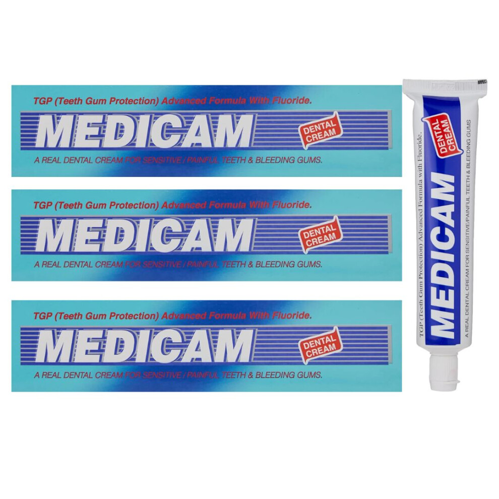 Cream Medicam Dental Toothpaste 70G Pack Of 3 | Teeth Gum Protection Advanced Formula With Fluoride For Sensitive/Painful Teeth & Bleeding Gums