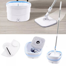 Self-Cleaning Spin Mop with 360° Spin, Rinse, and Wring System, 2.5L Dual Cavity Bucket, Ideal for Hard Floor Surfaces