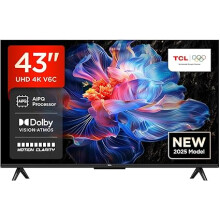 TCL 43V6C-UK 43" 4K Ultra HD, HDR TV, Smart TV Powered by Google TV (Dolby Audio, Voice Control, compatible with Google assistant 2025 Model
